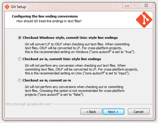 Git Setup-Line-Ending-Conversion