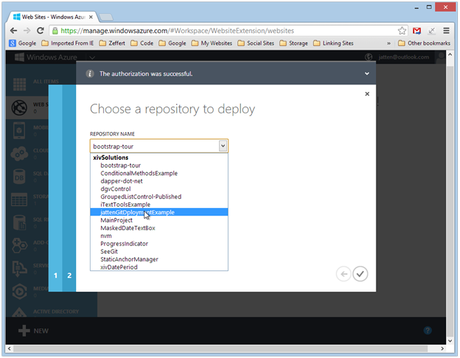 azure-create-website-select-repo-from-remote