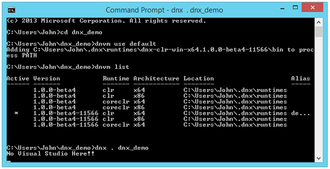 dnx-run-example-using-clr